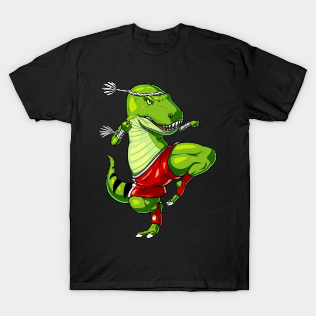 Muay Thai T-Rex Dinosaur T-Shirt by underheaven